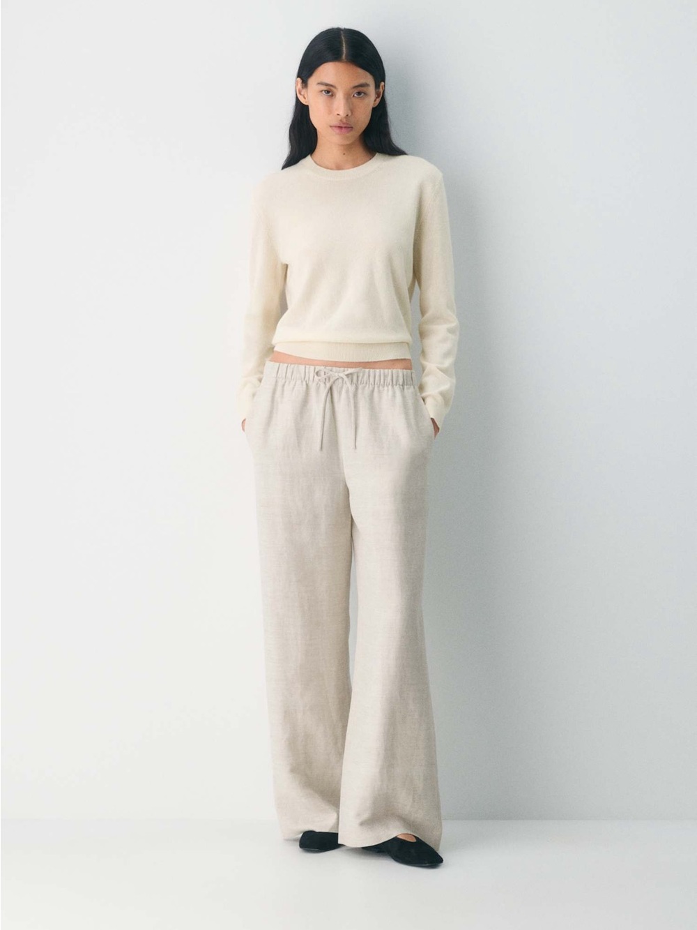 Aritzia The Lodge Pant Wide Leg Cream XS